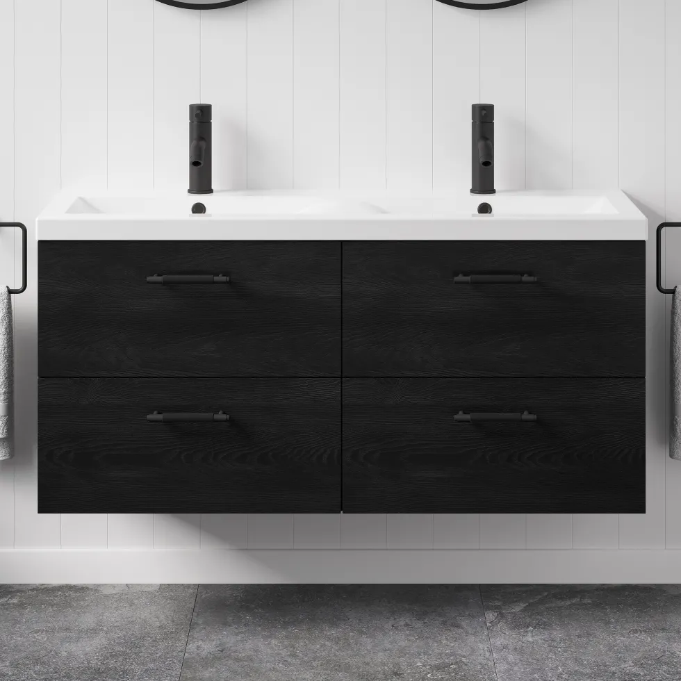 Erin 1200mm Wall Mounted 4 Drawer Vanity Unit & Double Basin