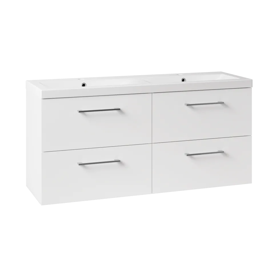 Erin 1200mm Wall Mounted 4 Drawer Vanity Unit & Double Basin