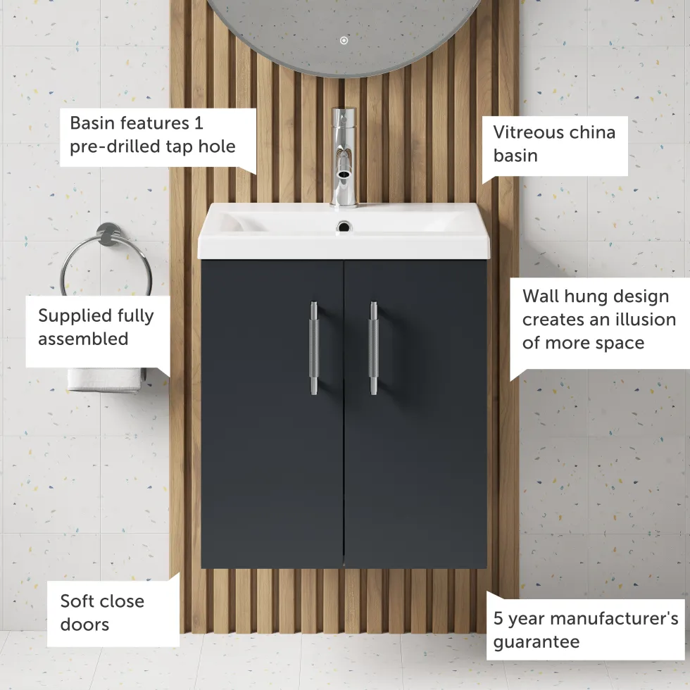 Erin 500mm Wall Mounted Vanity Unit & Basin