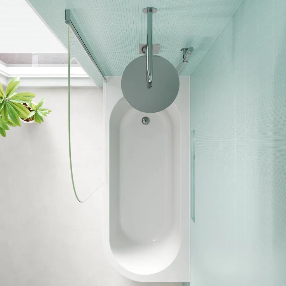 Erin Modern Shower Bath Suite with 1700mm J Shaped Bath & Rimless Toilet