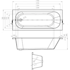 Erin Reinforced Shower Bath Suite with Rimless Toilet