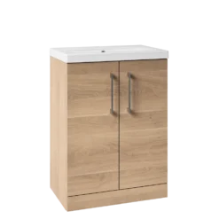 Erin Rimless Toilet & Vanity Unit Bathroom Set with Brushed Brass Handles