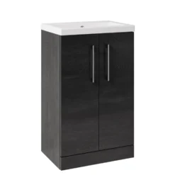 Erin Rimless Toilet & Vanity Unit Bathroom Suite Set with Brushed Brass Handles