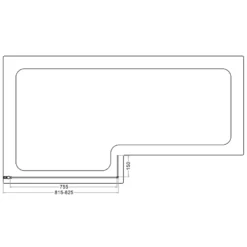 Erin Shower Bath Suite with 1700mm L Shaped Bath & Rimless Toilet
