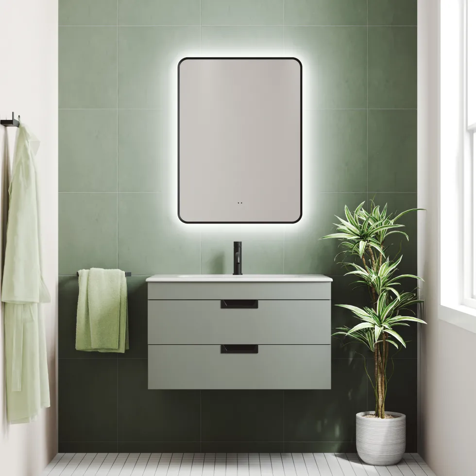 Finn LED Illuminated Framed Mirror with Demister Pad & Colour Change Lights - 600 x 800mm