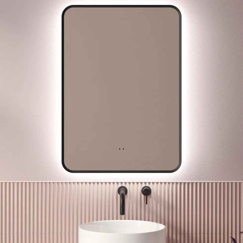 Finn LED Illuminated Framed Mirror with Demister Pad & Colour Change Lights - 500 x 700mm