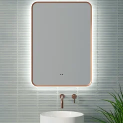 Finn LED Illuminated Framed Mirror with Demister Pad & Colour Change Lights - 500 x 700mm