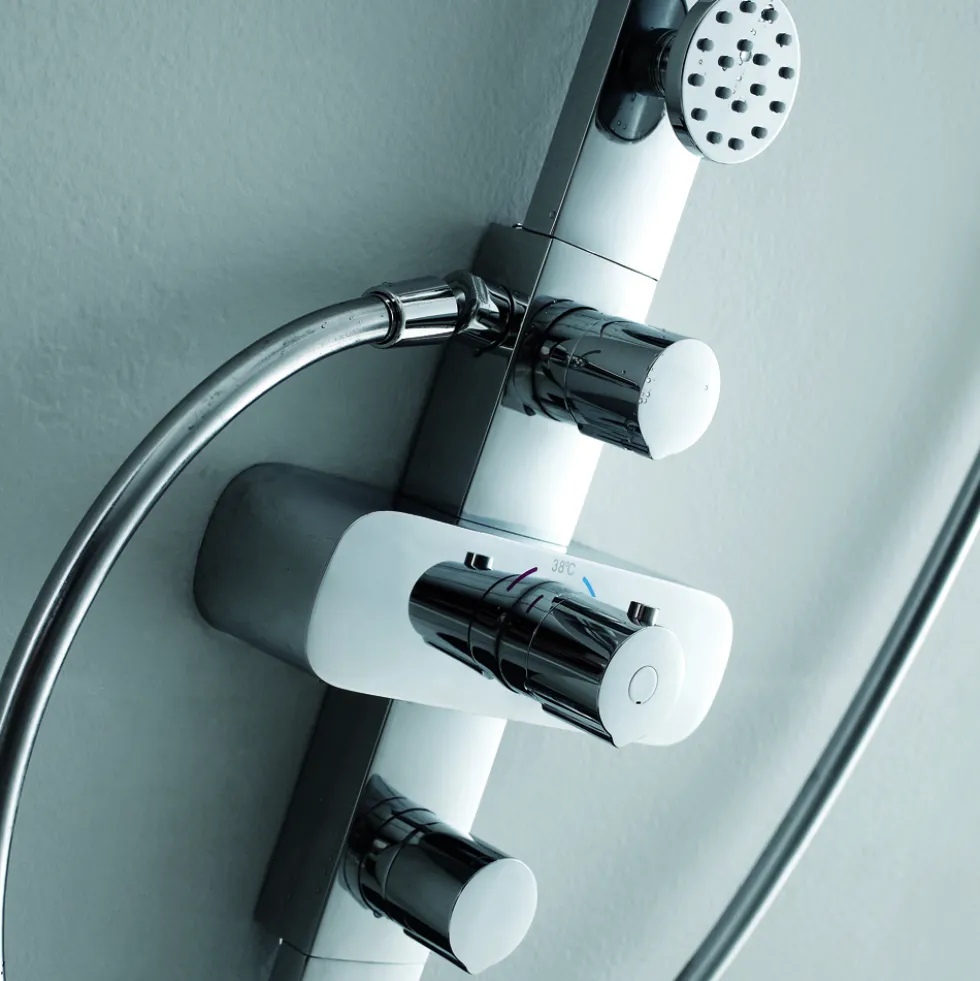 Flova Allore Thermostatic Shower Column with Handset, Body Jets & Overhead Shower
