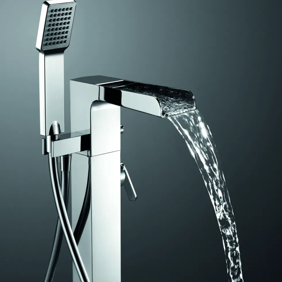 Flova Cascade Floor Standing Waterfall Bath Shower Mixer with Handset Kit
