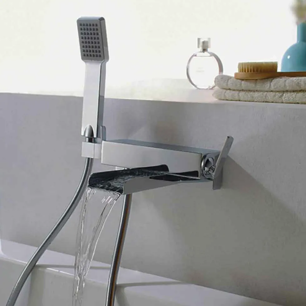 Flova Cascade Wall Mounted Waterfall Bath Shower Mixer with Handset Kit