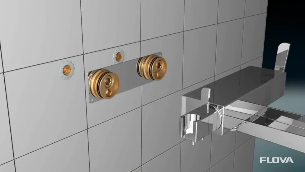 Flova Cascade Wall Mounted Waterfall Bath Shower Mixer with Handset Kit
