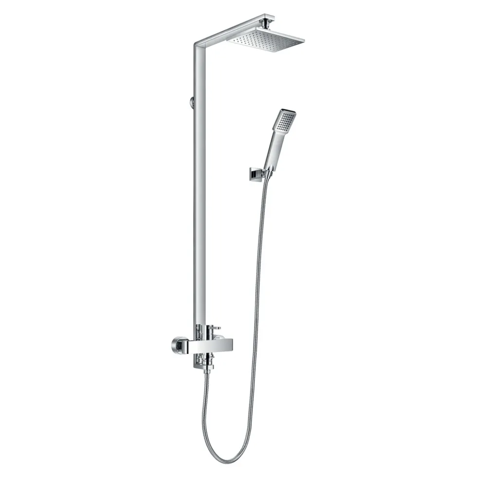 Flova Essence Manual Exposed Shower Column with Overhead Shower & Handset Kit
