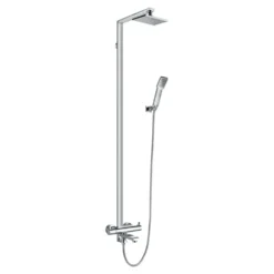 Flova Essence Thermostatic Shower Column with Handset, Overhead Shower & Diverter Bath Spout