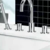Flova Levo 4 Hole Deck Mounted Bath Shower Mixer with Pull Out Handset