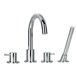 Flova Levo 4 Hole Deck Mounted Bath Shower Mixer with Pull Out Handset