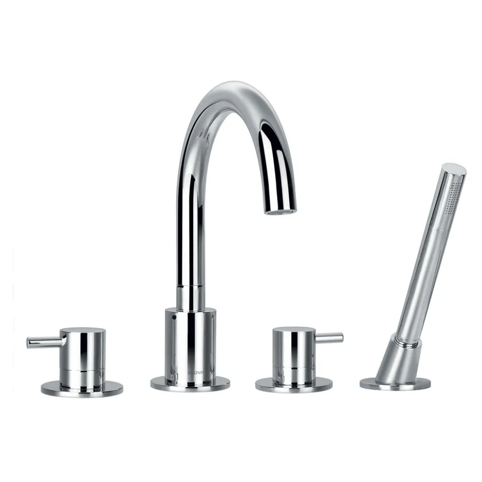 Flova Levo 4 Hole Deck Mounted Bath Shower Mixer with Pull Out Handset