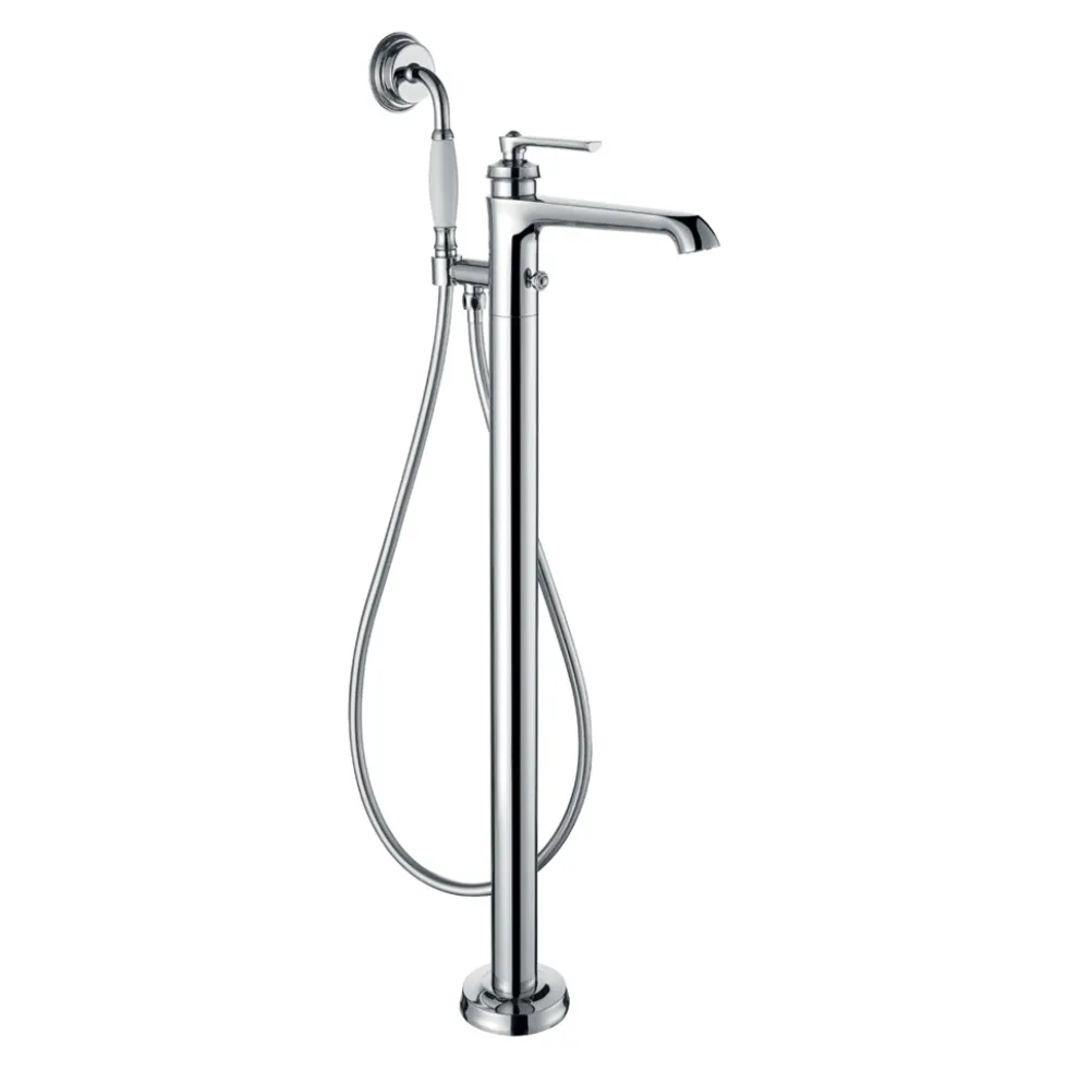 Flova Liberty Floor Standing Bath Shower Mixer with Handset Kit - Chrome