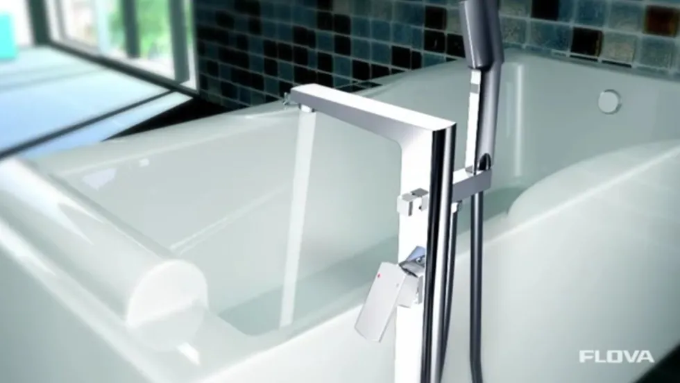 Flova Liberty Floor Standing Bath Shower Mixer with Handset Kit - Chrome