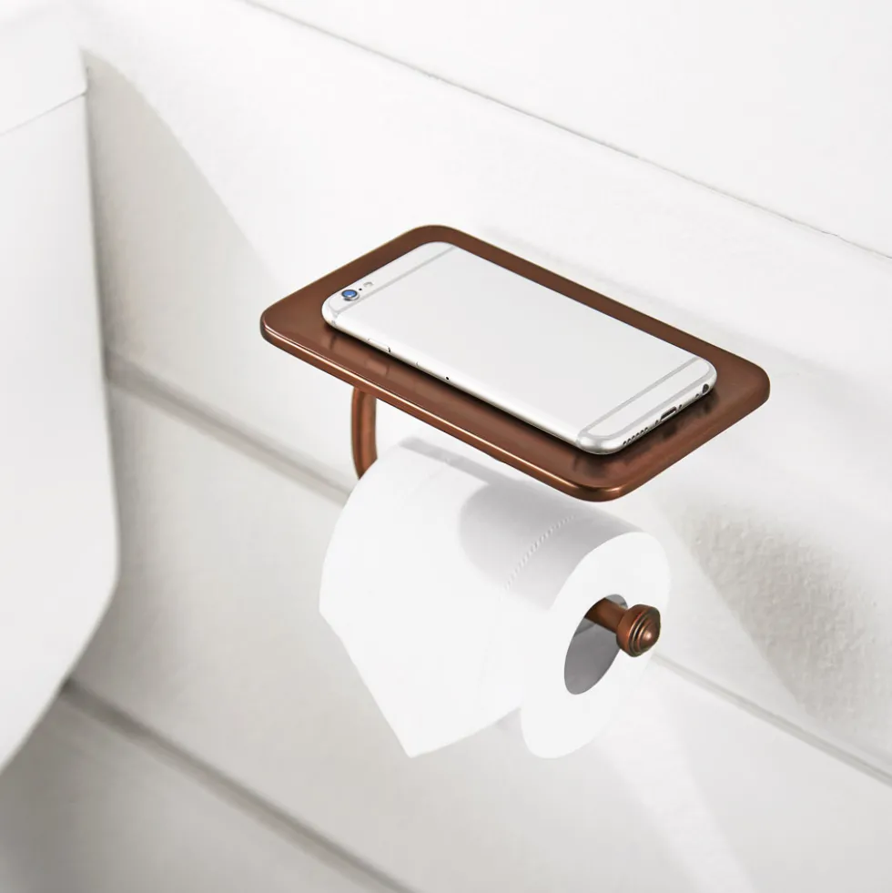 Flova Liberty Toilet Roll Holder with Integral Shelf - Oil Rubbed Bronze