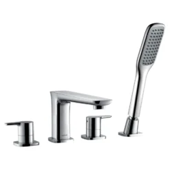 Flova Urban 4 Hole Deck Mounted Bath Shower Mixer with Pull Out Handset