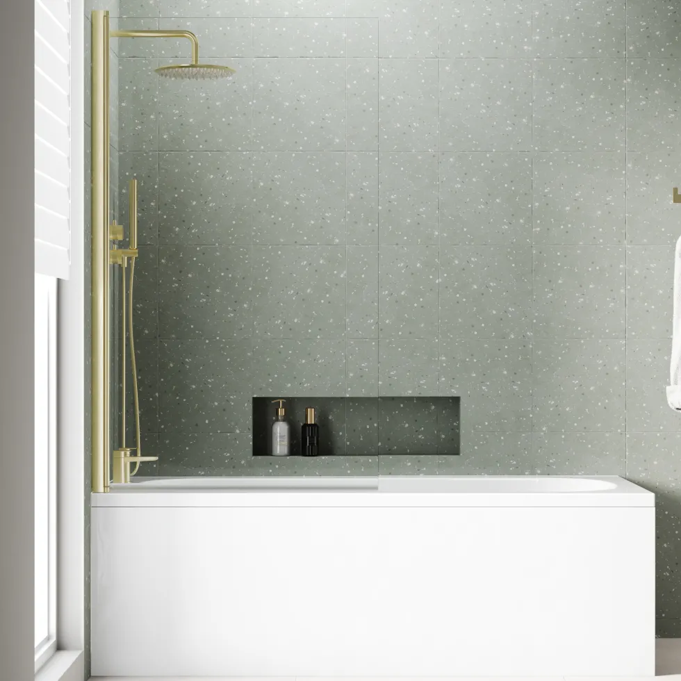 Freddie Brushed Brass Reinforced Shower Bath Suite with Rimless Toilet