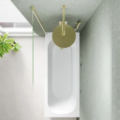 Freddie Brushed Brass Reinforced Shower Bath Suite with Rimless Toilet