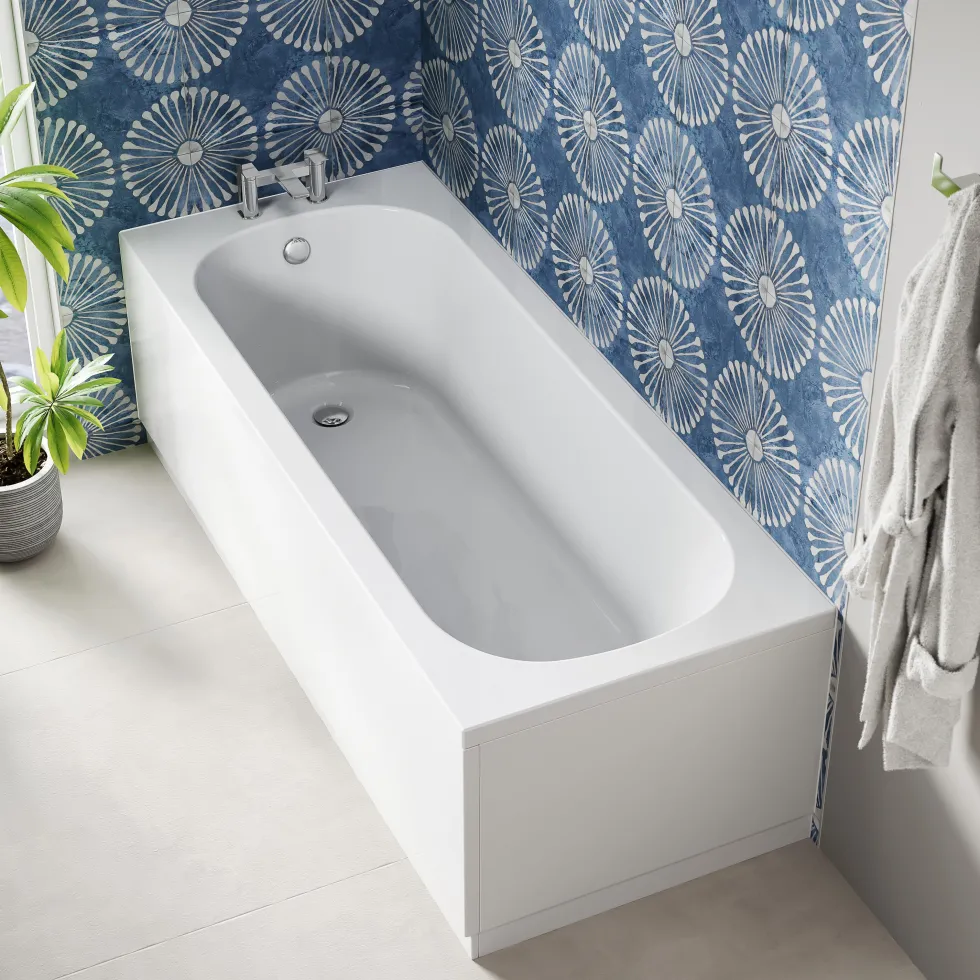 Freddie Matt Black Reinforced Shower Bath Suite with Rimless Toilet