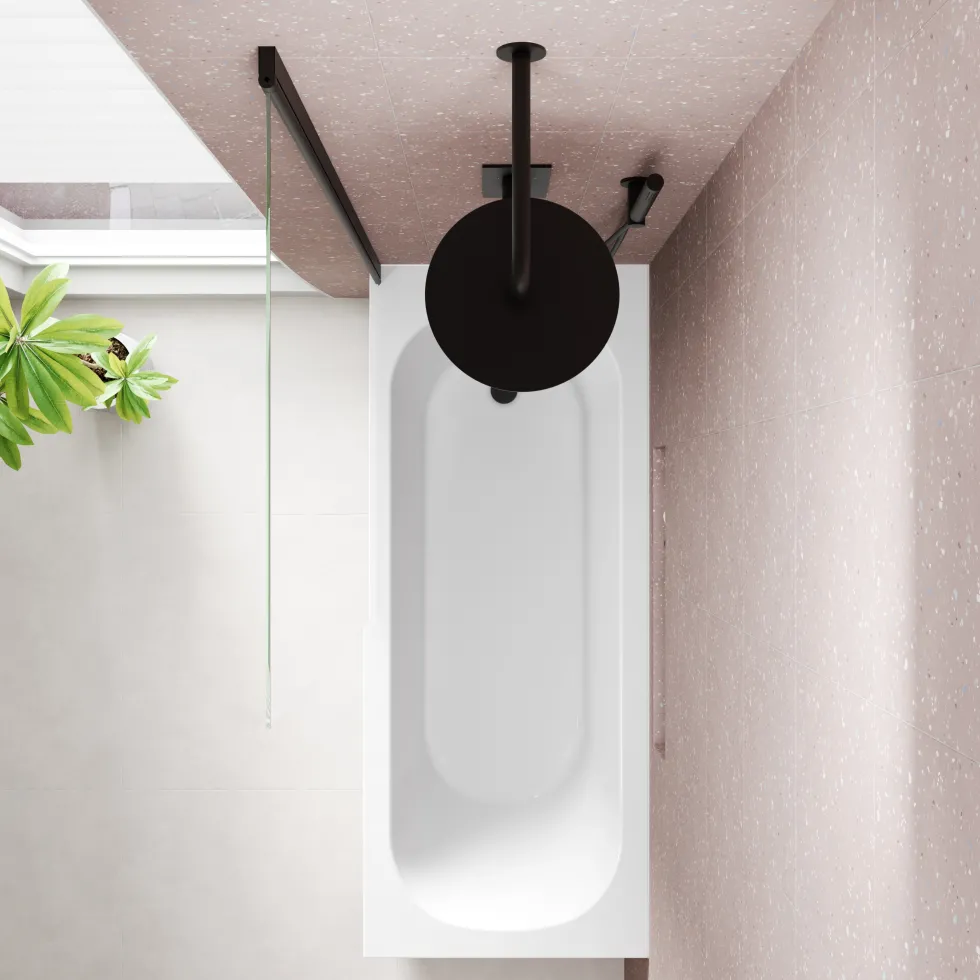 Freddie Matt Black Reinforced Shower Bath Suite with Rimless Toilet