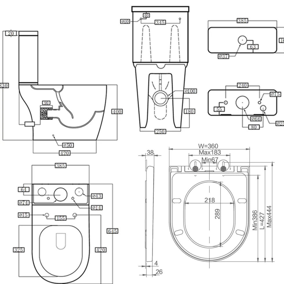 Freddie Matt Black Reinforced Shower Bath Suite with Rimless Toilet