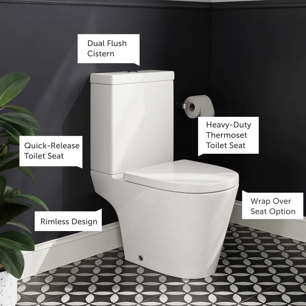 Freddie Matt Black Reinforced Shower Bath Suite with Rimless Toilet