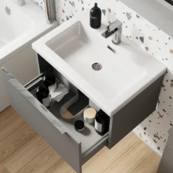 Freddie Matt Black Reinforced Shower Bath Suite with Rimless Toilet
