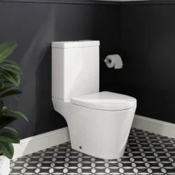 Freddie Matt Black Reinforced Shower Bath Suite with Rimless Toilet