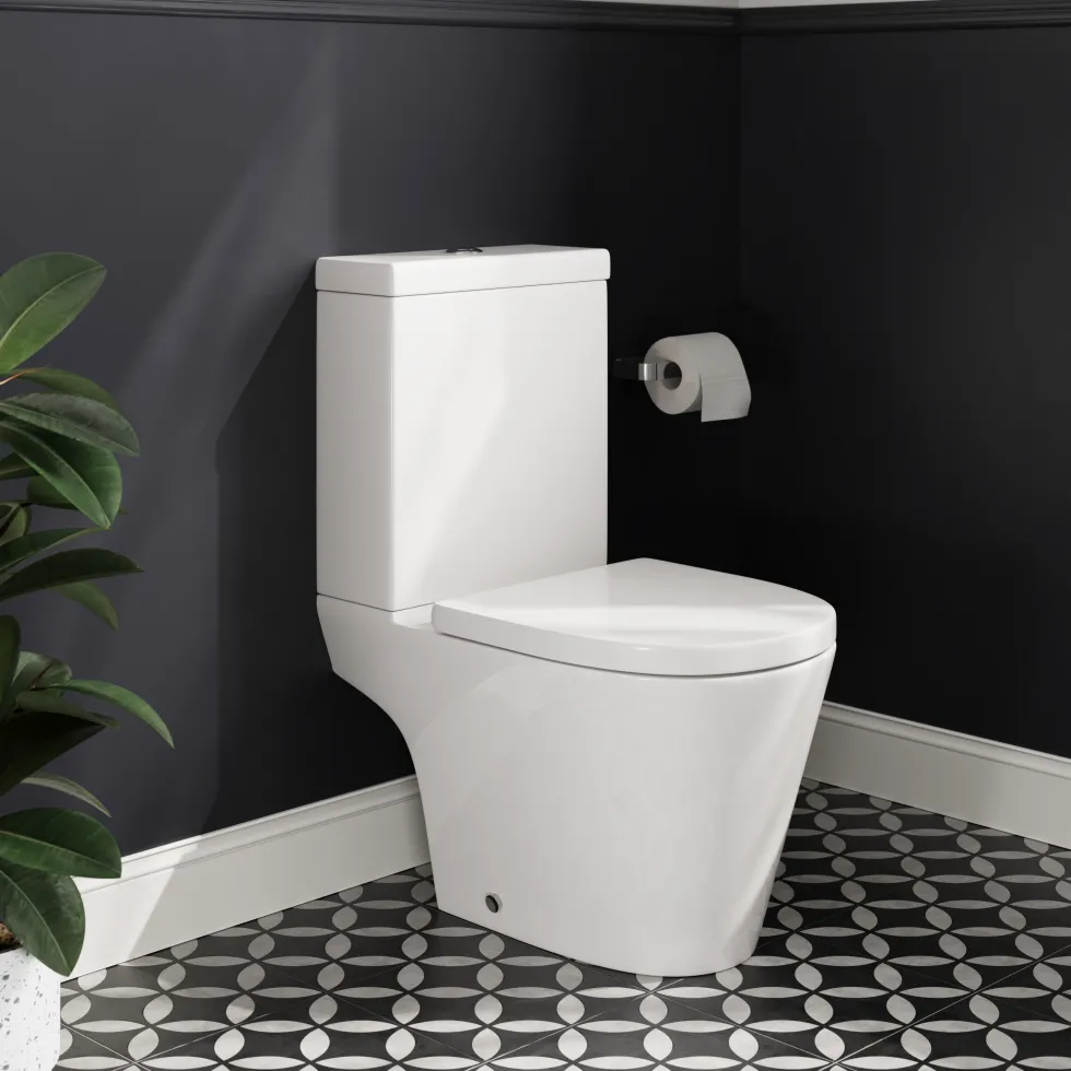 Freddie Matt Black Reinforced Shower Bath Suite with Rimless Toilet