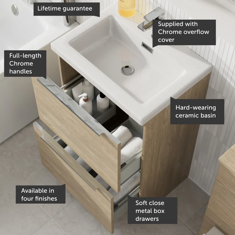 Freddie 500mm Floorstanding Vanity Unit & Basin