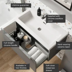 Freddie 800mm Wall Hung Vanity Unit & Basin