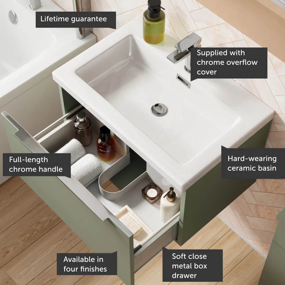 Freddie 600mm Wall Hung Vanity Unit & Basin