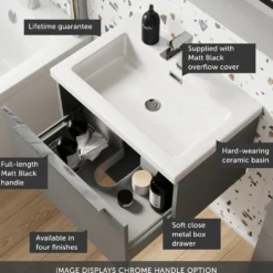 Freddie 600mm Wall Hung Vanity Unit & Basin