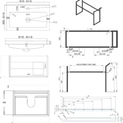 Freddie 600mm Wall Hung Vanity Unit & Basin with Matt Black Frame
