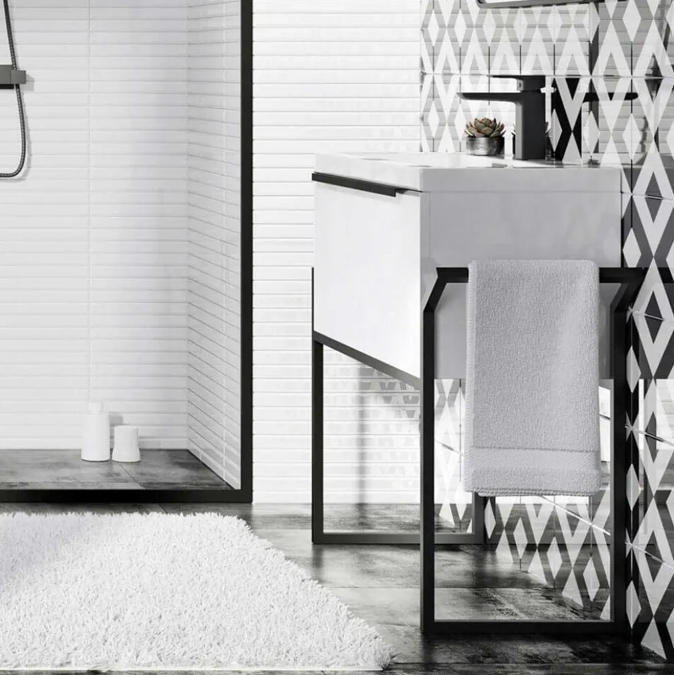 Freddie 800mm Wall Hung Vanity Unit & Basin with Matt Black Frame