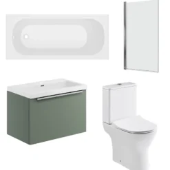 Freddie Reinforced Shower Bath Suite with Rimless Toilet