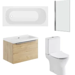 Freddie Reinforced Shower Bath Suite with Rimless Toilet