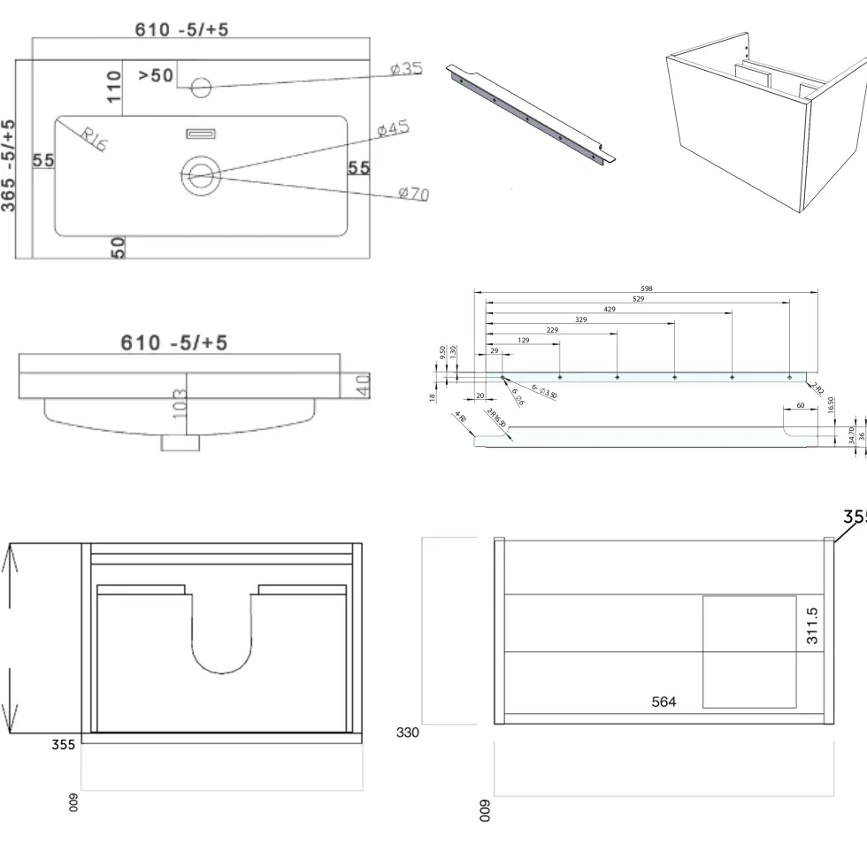 Freddie Rimless Toilet & Vanity Unit Bathroom Suite