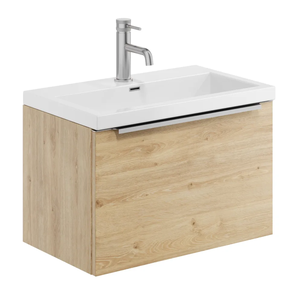 Freddie Rimless Toilet & Vanity Unit Bathroom Suite with Brushed Brass Handles