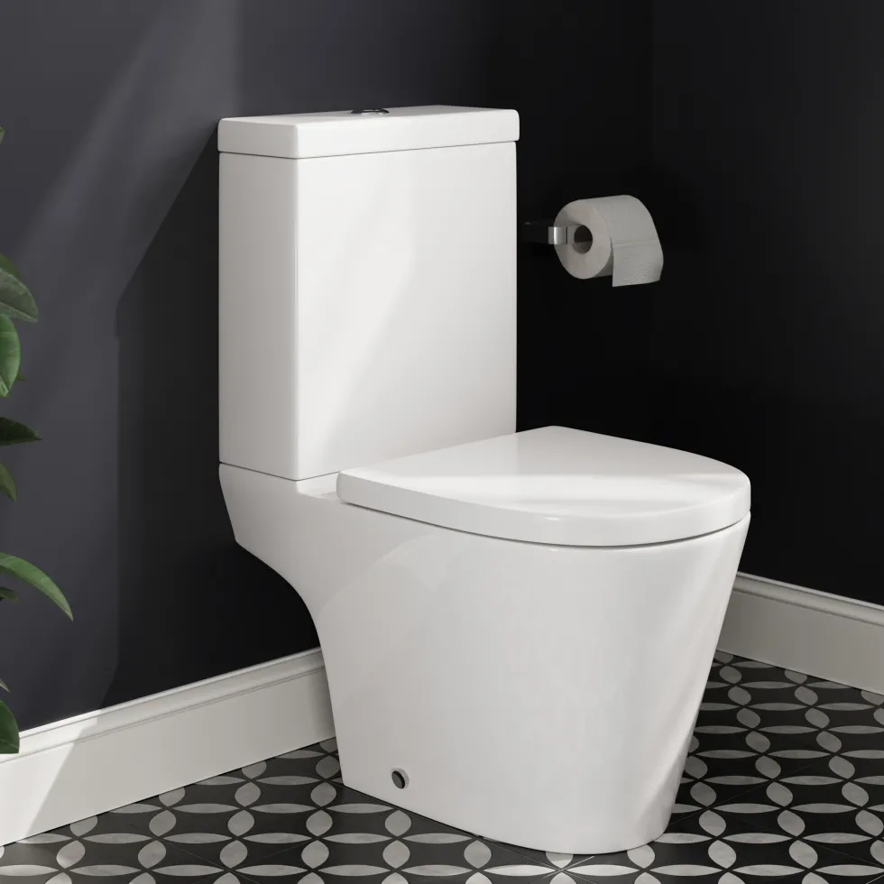 Freddie Rimless Toilet & Vanity Unit Bathroom Suite with Matt Black Handles