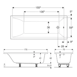 Geberit Renova Straight Single Ended Rectangular Bath