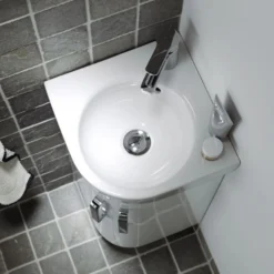 Geberit Selnova 450mm Wall Mounted Gloss White Compact Corner Vanity Unit & Basin