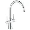 Grohe Ambi Contemporary Twin Lever Mono Sink Mixer with Swivel Spout - Chrome