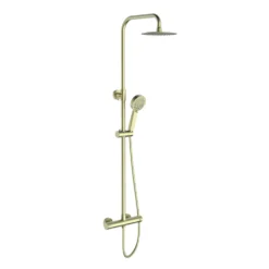 Harbour Acclaim Complete Brushed Brass Bathroom Suite with Reinforced Shower Bath & Rimless Toilet