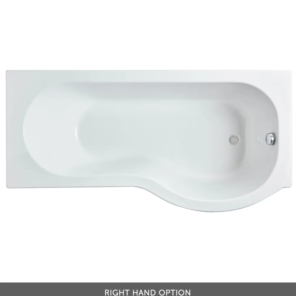 Harbour Acclaim Complete Matt Black Bathroom Suite with 1700mm P Shaped Shower Bath & Rimless Toilet
