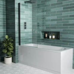 Harbour Acclaim Complete Matt Black Bathroom Suite with Shower Bath & Rimless Toilet